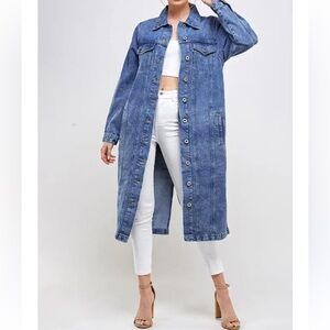 Long Trench Coat Denim Jacket